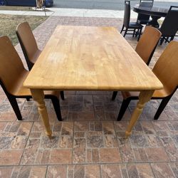 Dinette Set Wooden Table 4 Chairs 