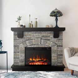 Cloud Mountain 45 Inch Electric Fireplace with Mantel, Tall Fire Place Heater Freestanding