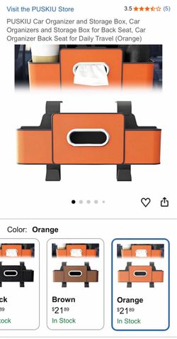 Car Organizer and Storage Box, Car Organizers and Storage Box for Back Seat, Car Organizer Back Seat for Daily Travel (Orange)