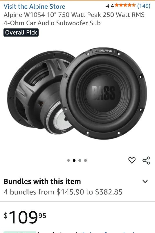 Brand New Alpine Subs 10" Bassline 2 Of Them