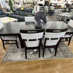 Black Dining Table With Six Chairs