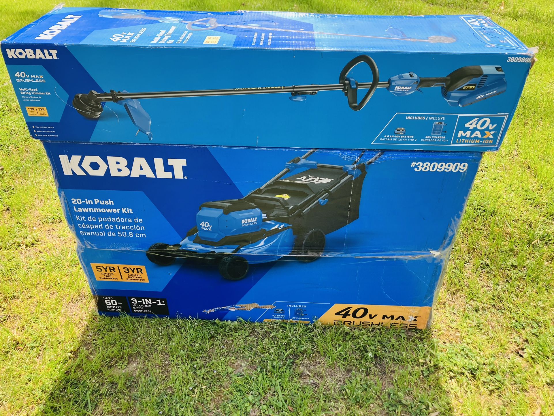 NEW 30% LESS THAN RETAIL - KOBALT 40V - MOWER - TRIMMER - COMPLETE