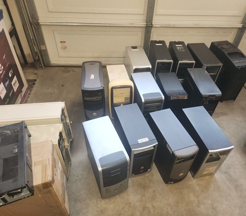 1(contact info removed) Pc Desktops Casings With Mother Board Plus 21 Power Supplies Lot