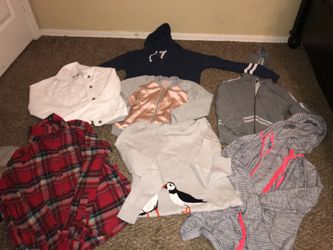 Blouses, excersise shirts, jackets, excersise pants, and dresses