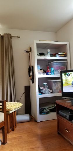 All wood heavy white cabinet