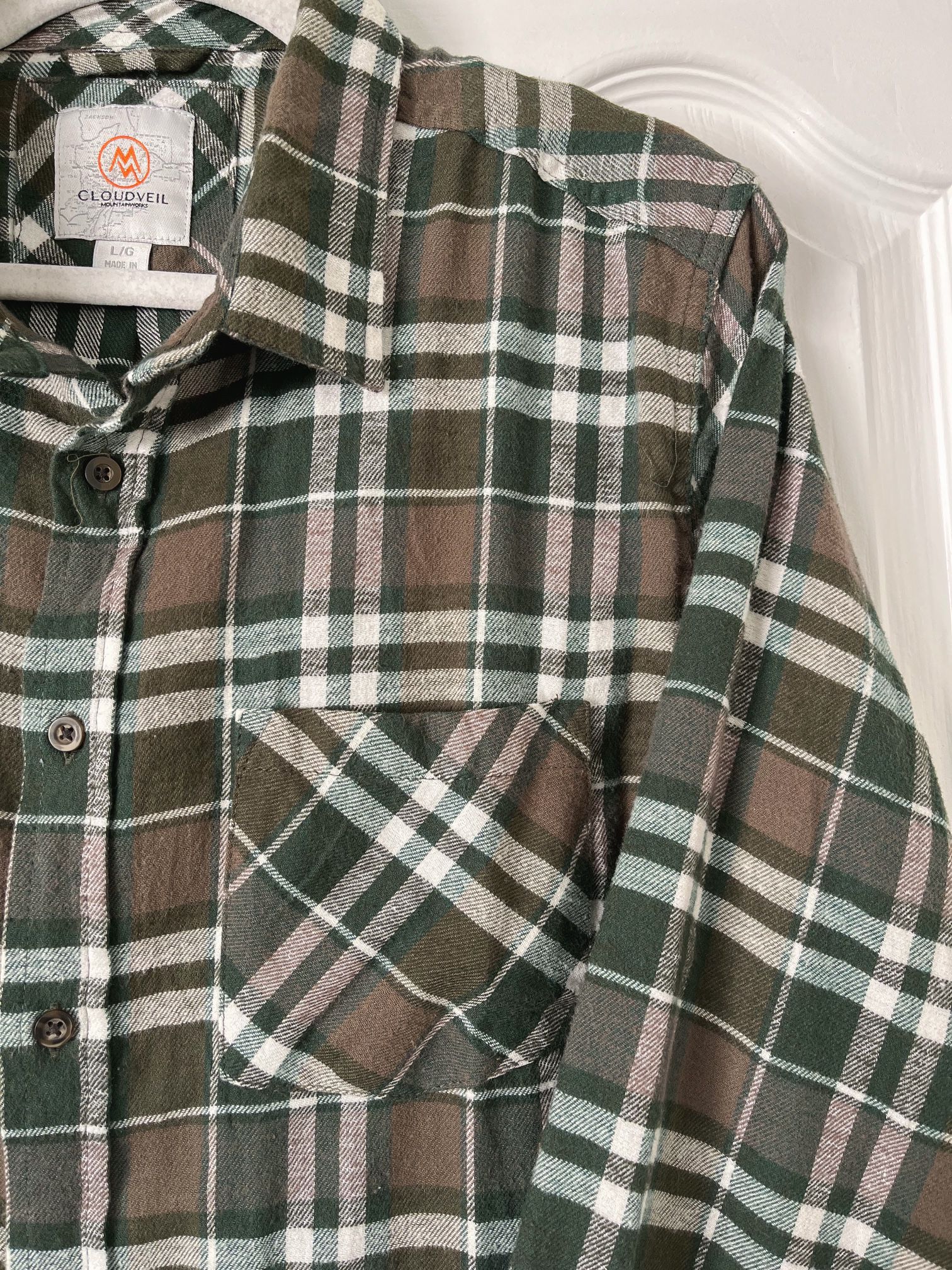 Cloudveil Plaid Shirt - Men's Size L - Brown and Green