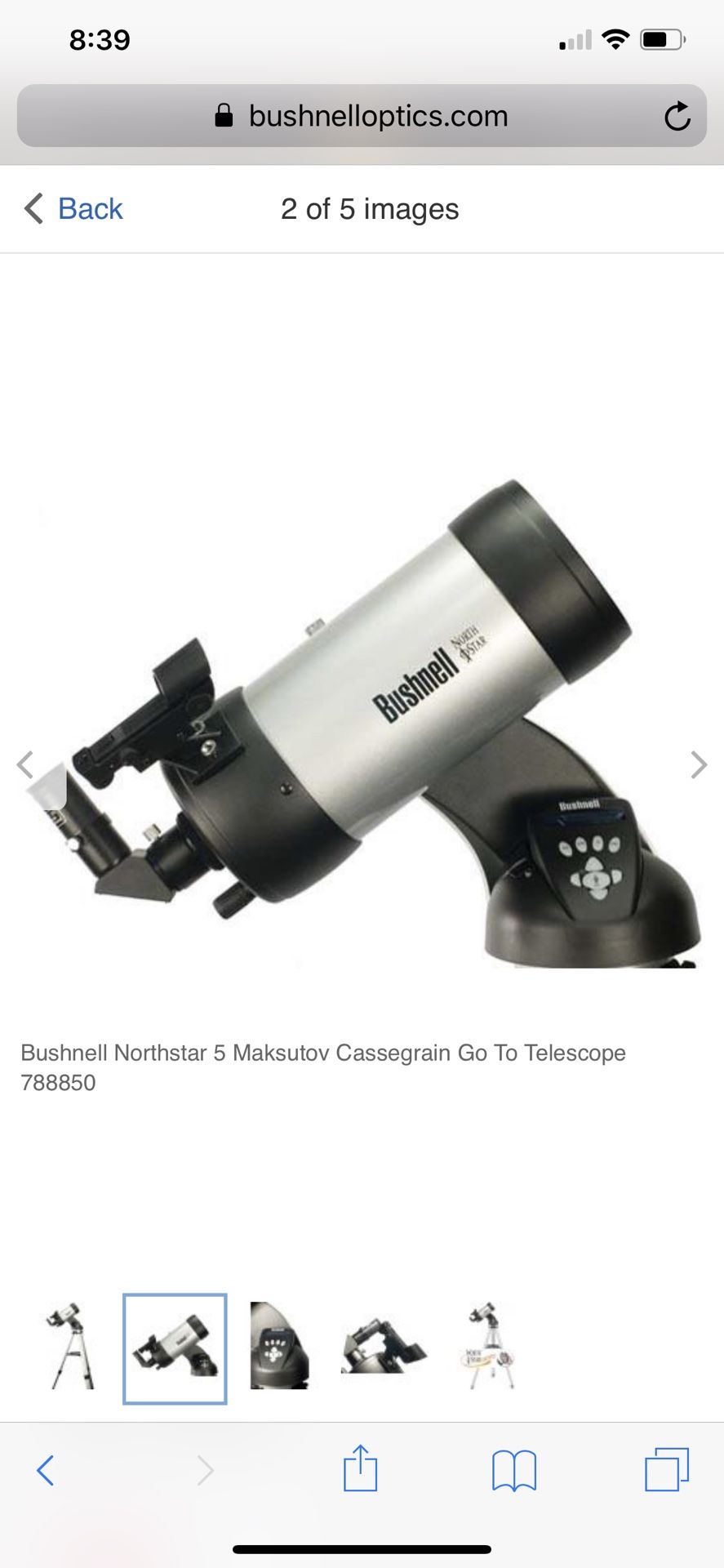 Bushnell Northstar 5" Maksutov Cassegrain GoTo Telescope 1550 x 127mm 788850