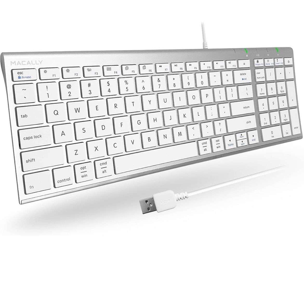 Macally Wired Keyboard for Mac, Compatible Apple Keyboard with Numeric Keypad - Slim, Space-Saving Design for, MacBook Pro/Air Laptop@J13-680