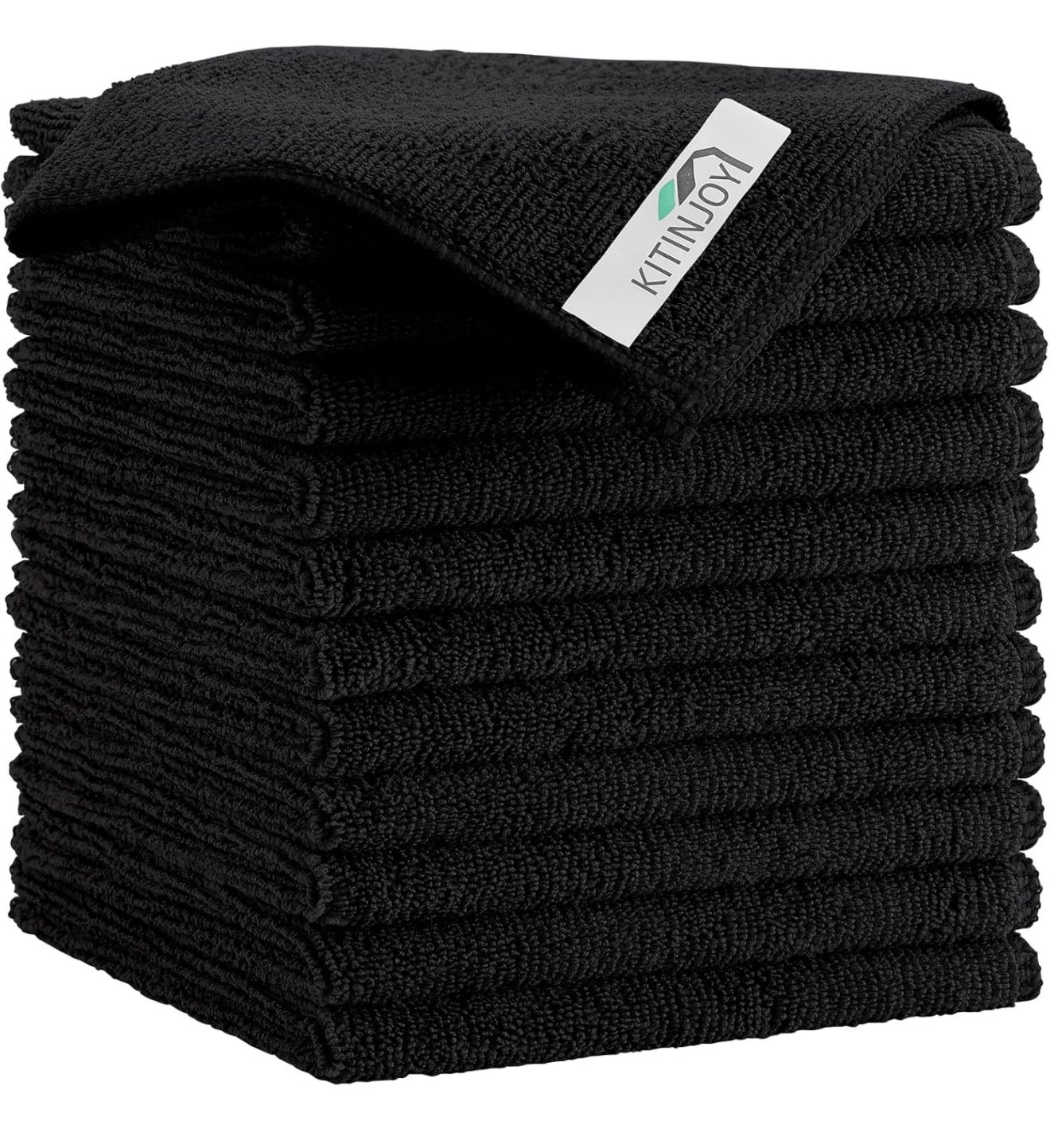 12 Pack Microfiber Cleaning Cloth(12 x 12 Inches, Black), Ultra Soft and Absorbent Cleaning Rags, Reusable and Non-Linting dust Removal Cleaning Cloth