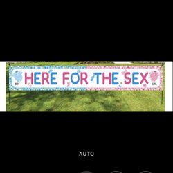 Large Here For The Sex Banner Gender Reveal  9.8 x 1.6 Feet