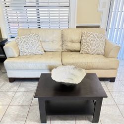 Leather sofa and loveseat.