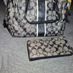 Coach signature pvc satchel with stipe