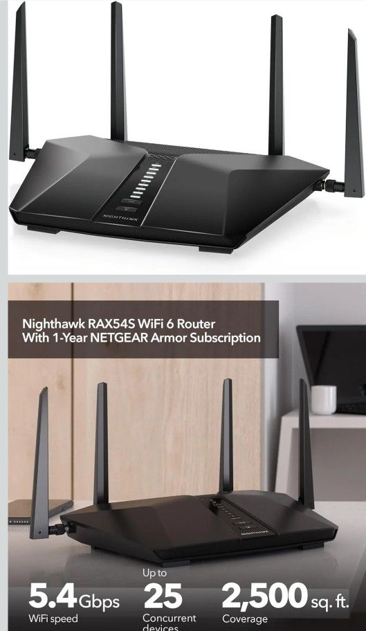 NETGEAR Nighthawk 6-Stream Dual-Band WiFi 6 Router (RAX54S)