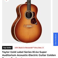 Taylor Gold Label Series 814e Super Auditorium Acoustic-Electric Guitar Golden Brown Sunburst