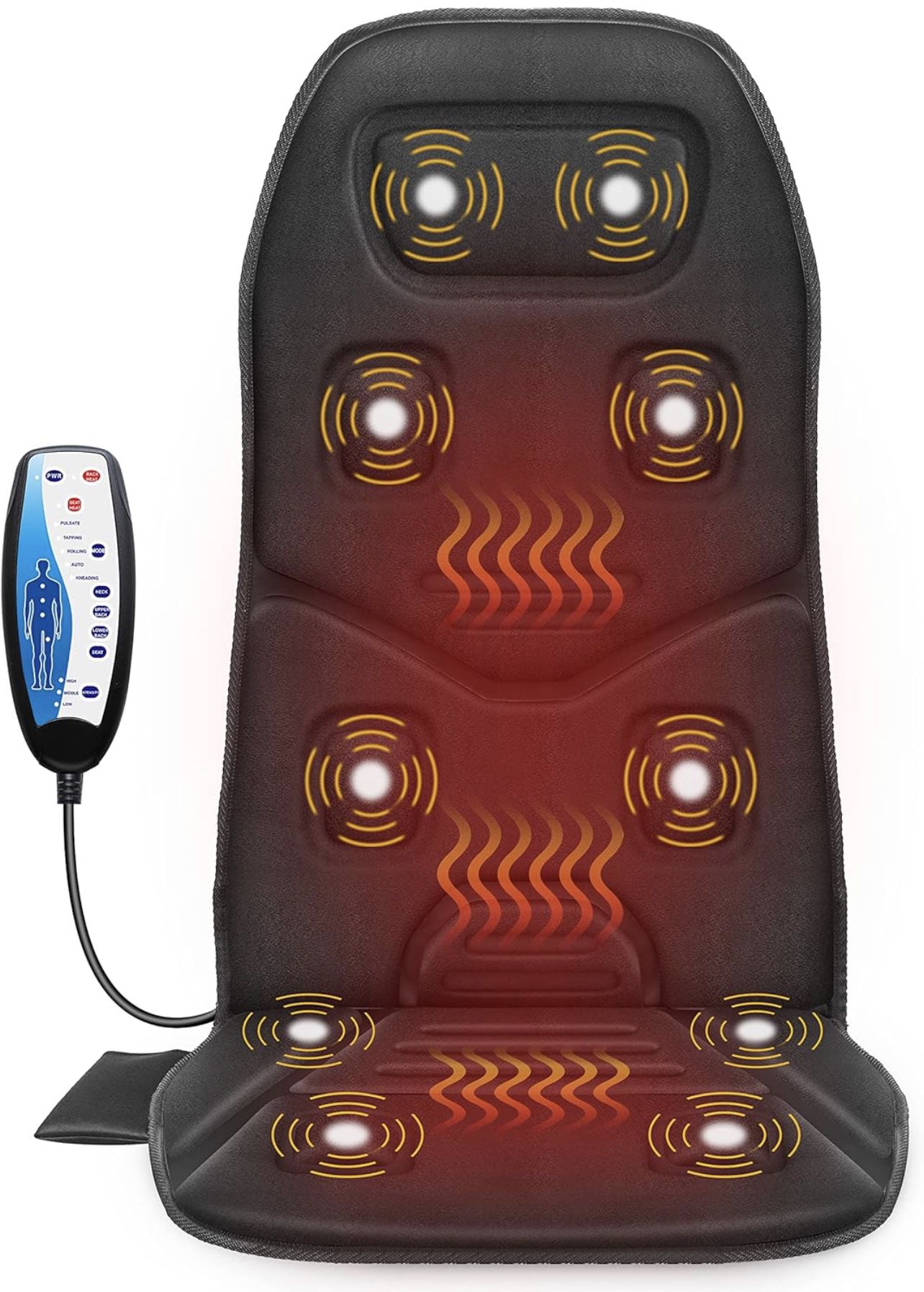 COMFIER Massage Seat Cushion with Heat,10 Vibration Motors Seat Warmer, Back Massager for Chair
