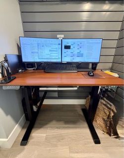 Electric Standing Desk with Flux Wood Top