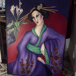 Geisha in a Purple Kimono". 30x40