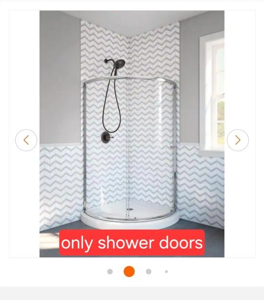✨️ Shower doors W6857 Delta 38 in. W x 70 in. H Round Sliding Framed Corner Shower Enclosure in Chrome imp rom