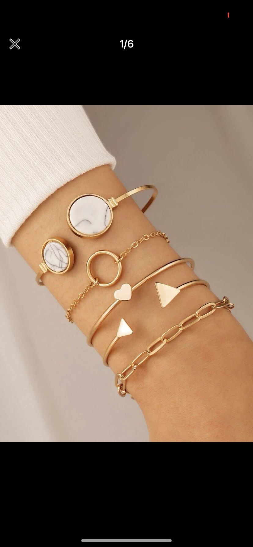 5pcs Heart And Round Decor Bracelet