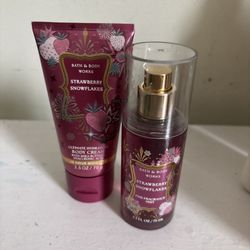 Bath And Body Works Strawberry Snowflakes Body Cream And 75 ml Perfume 