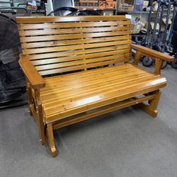 50.7 in. Fir Wood Patio Glider Bench, 2-Person, High Roll Back, Deep Contoured Seat and 800 lbs. Weight Capacity, Brown