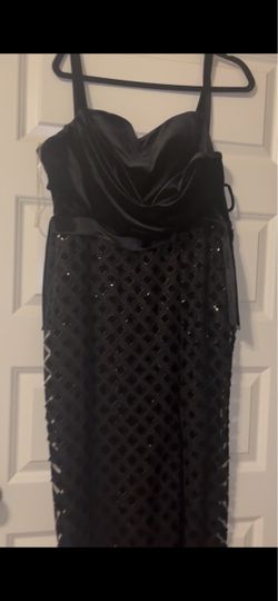 Black Satin Sequin Formal Gown