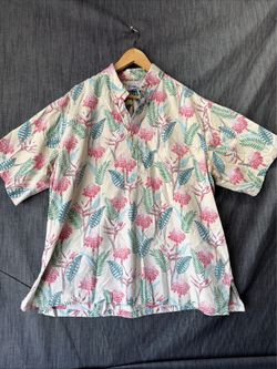 Vintage Reyn Spooner 1/2 Button Hawaiian Shirt Floral Leaf Multicolor Men's XXL
