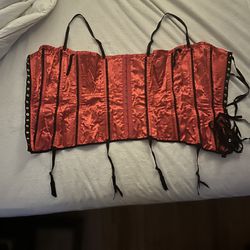 Red Satin Corset With Ties 