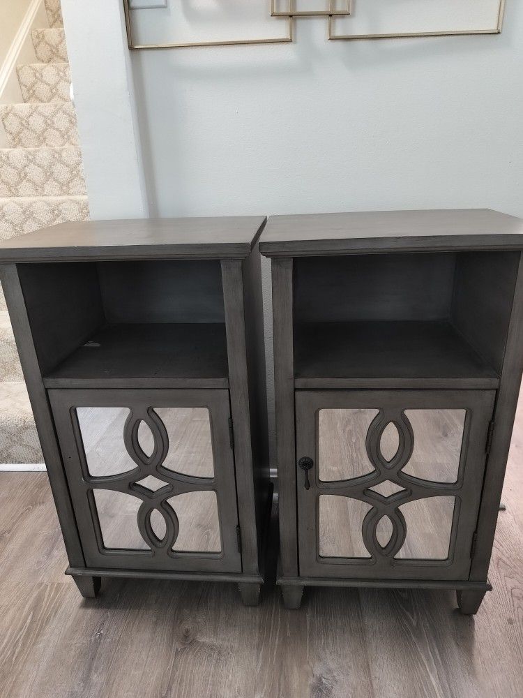 Two Grey End Tables / Nightstands 