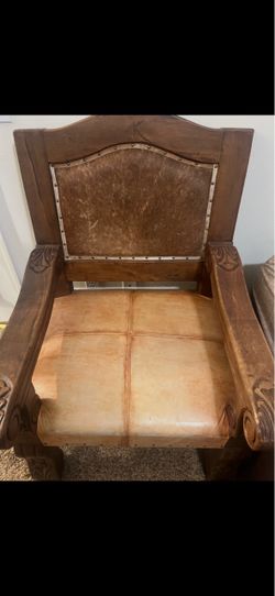 Real wood and leather chair