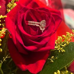 Women Rose Gold 2.4ct Moissanite Diamond Ring Size 9