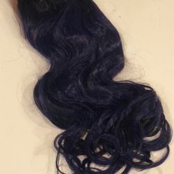 Long black & Blue curly hair extension lace front wig