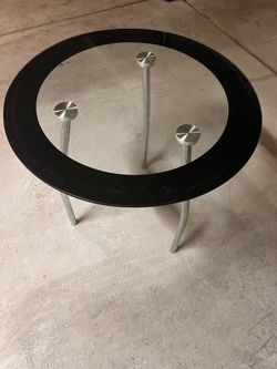 2 Round Tempered Glass End Tables