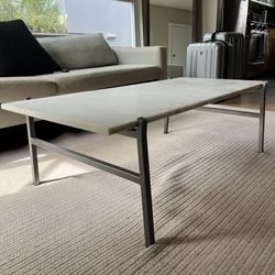 CB2 Slab Marble Coffee Table with Silver Base