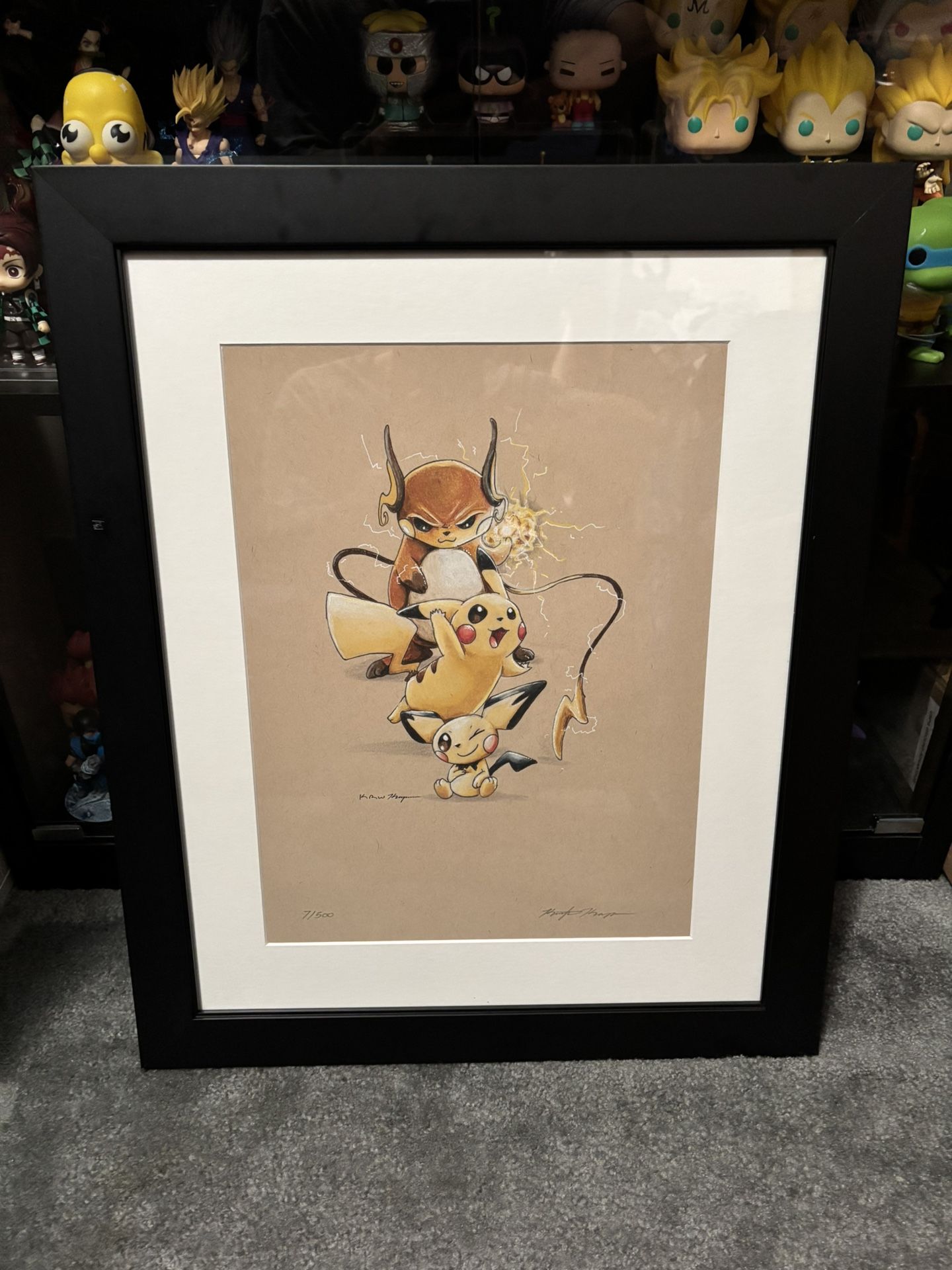 Pokemon Limited Edition Signed Art Print By Kris Kampmann 7/500 Pikachu Pichu Raichu