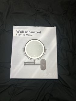 Large wall mounted lighted makeup mirror