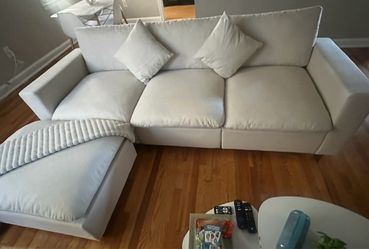 Beige Cloud Sofa with Matching Ottoman