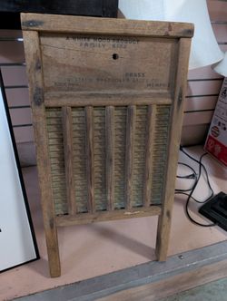 Vintage White Wood Brass Washboard Family Size Western Washboard Sales Chicago