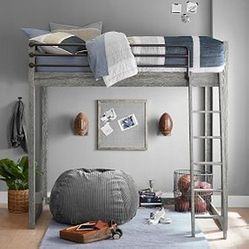 Kids twin loft bed, metal