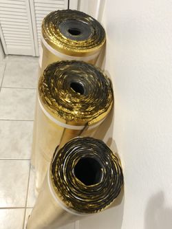 Brand new rolls of floor underlayment Vapor barrier sound proofing
