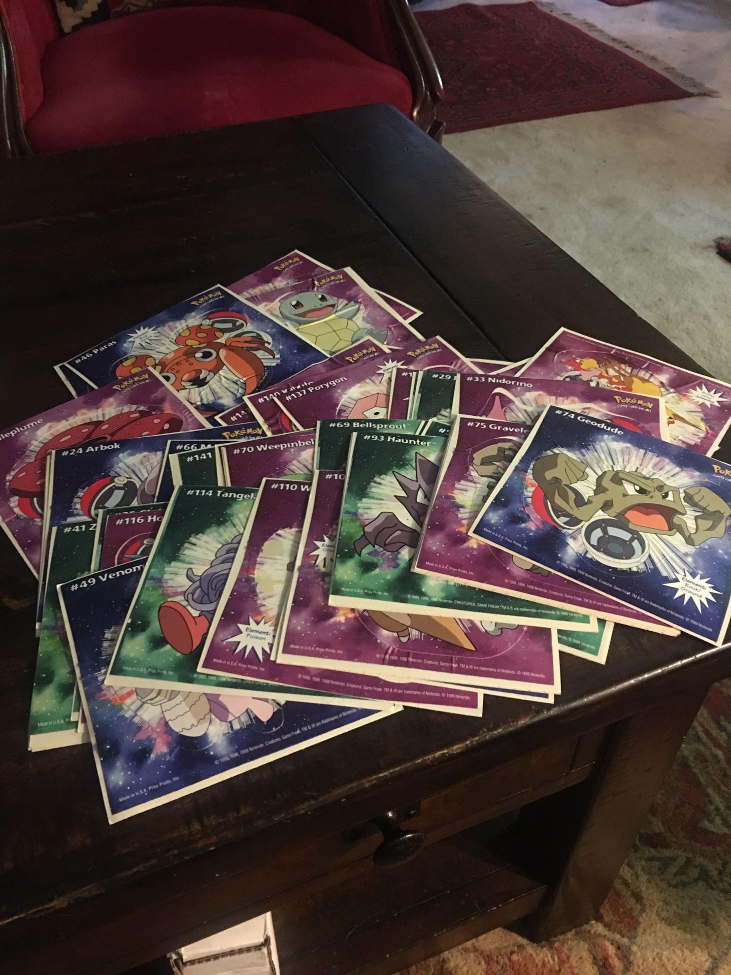 Lot of 55 Pokemon Stickers From Nintendo, 1999