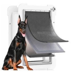 3 Flap Extra Large Pet Dog Door for Wall with Sliding Lock Panel and Telescoping Tunnel Extreme Weather New, Open Box