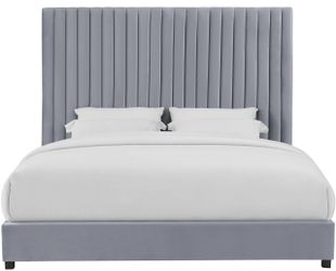Arabelle Performance Velvet Queen Bed   Product Dimensions: 65.4"W x 86.6"D x 67.3"H Tall headboard
