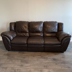 Natuzzi Genuine Leather Sofa With Dual Recliners And Oversized Natuzzi Leather Chair With Recliner