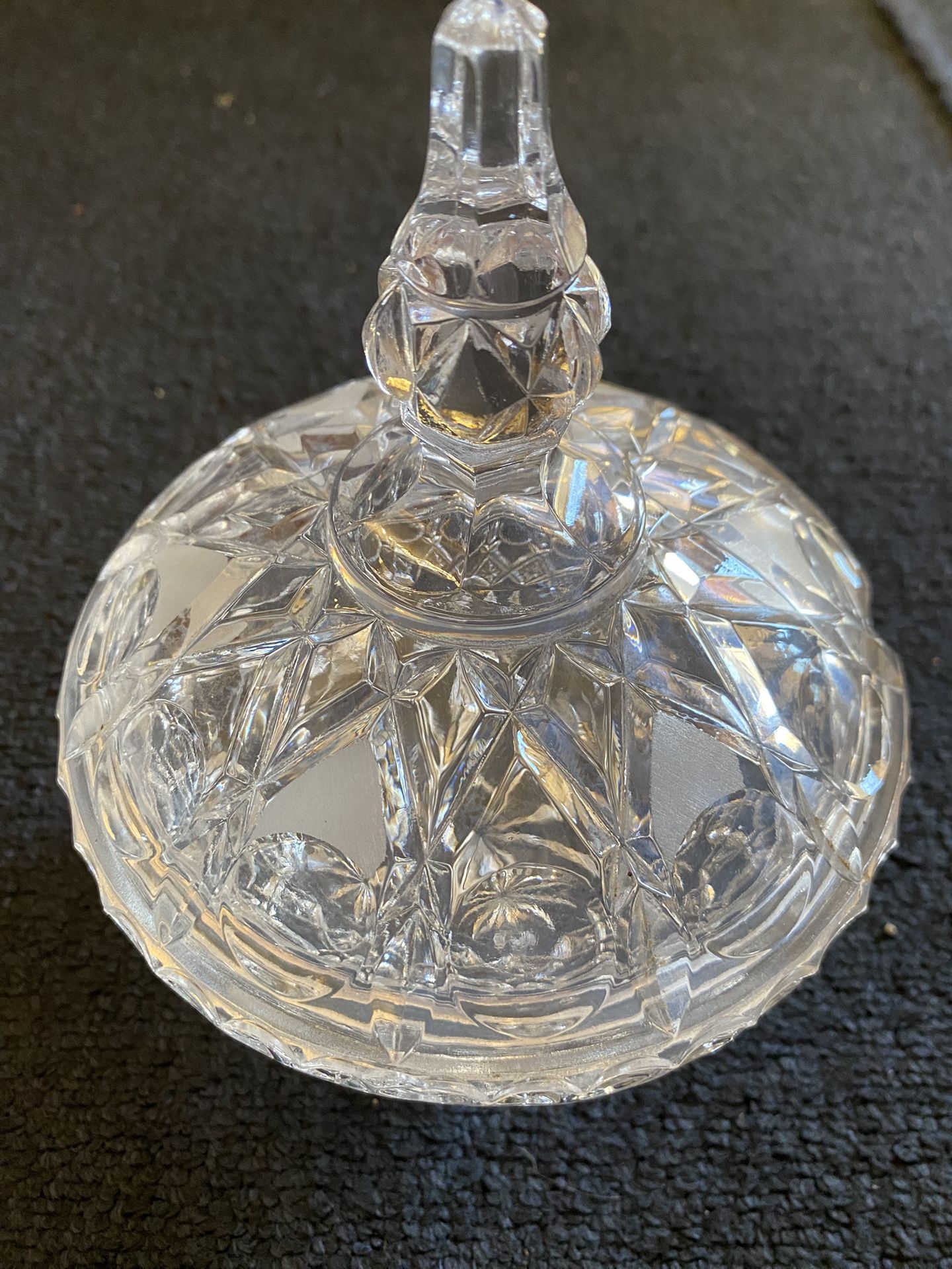 Vintage Cute Crystal Footed Dish With Lid
