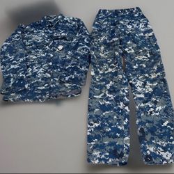US Navy Blue Digital Camo Small Regular-Working Blouse Coat,Small -regular Pants