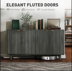 Fluted Sideboard Buffet Cabinet, 55" Modern Accent Console Cabinet with 4 Doors
