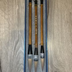 Chinese Calligraphy Brush Set – 3 Traditional Writing Brushes with Box