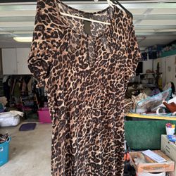 Leopard print eyelet dress