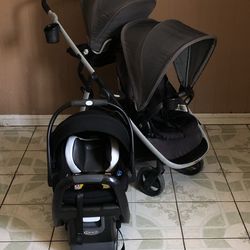 GRACO READY 2.0 DOUBLE STROLLER WITH CAR SEAT !!!!!